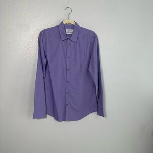 Calvin Klein Shirt Size S Button Down Purple Non Iron Long Sleeve Cotton